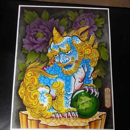 Tattoos - shishi guarding a gem - 99653